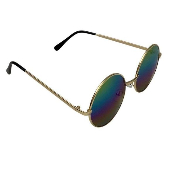 6129 | Gold Rainbow Lens Circle Sunglasses - Picture 2 of 5
